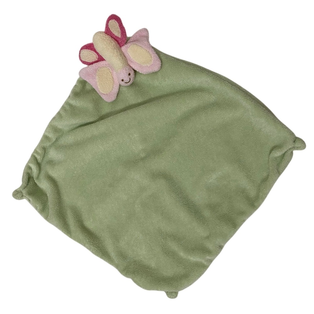 Angel Dear Green Pink Butterfly Lovey Security Blanket Baby Comfort Plush Toy